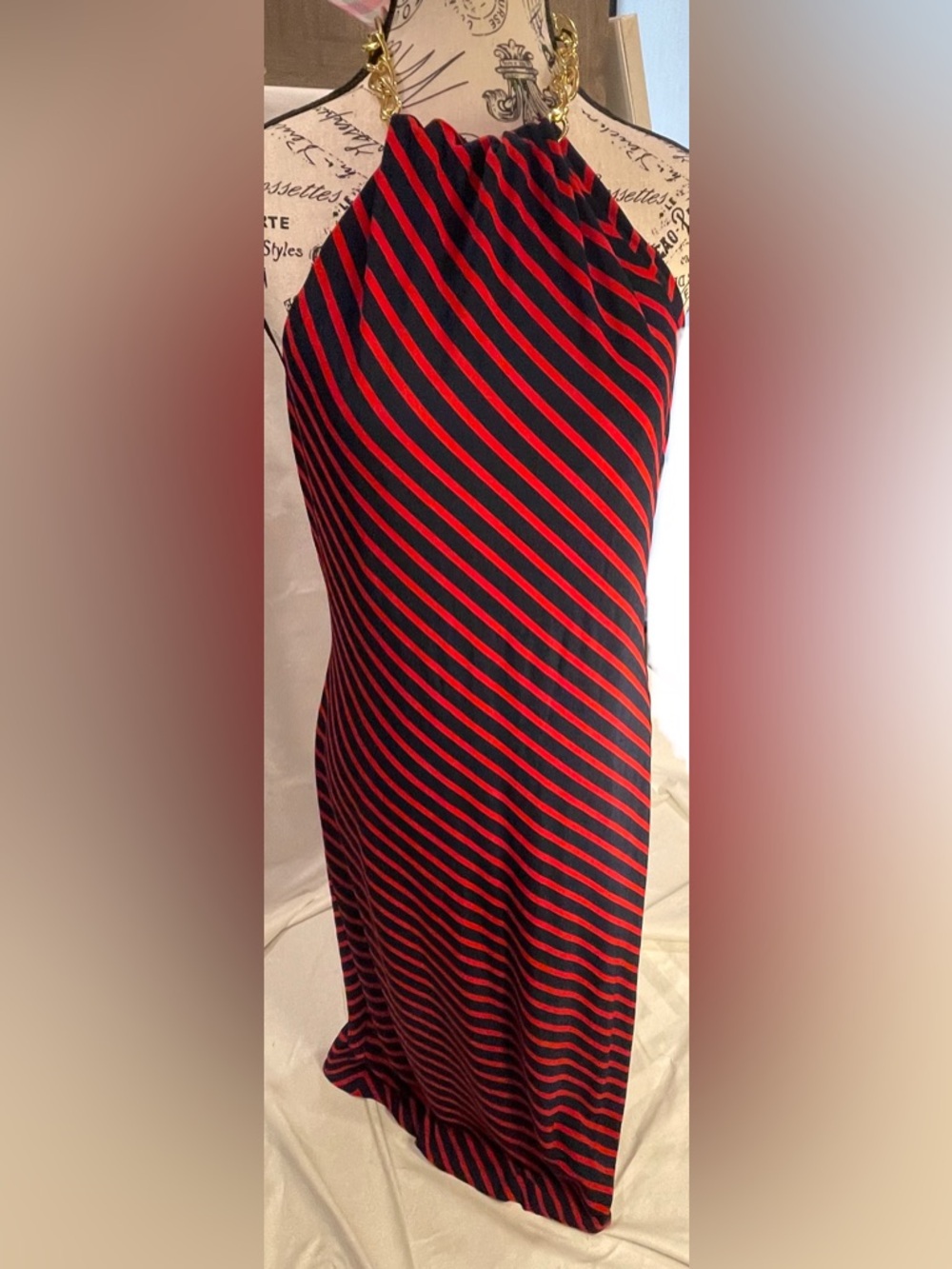 Vintage Ralph Lauren Navy and Red Striped Dress